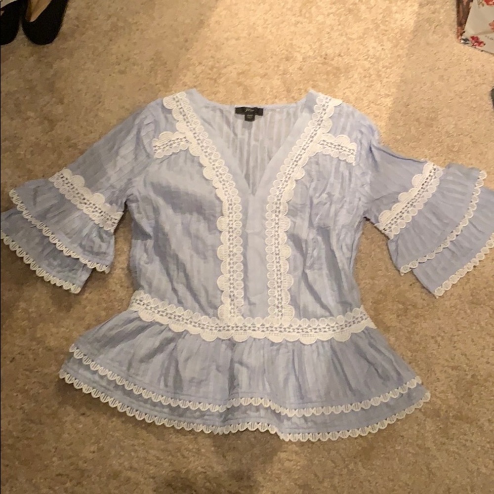 J. Crew Lace Bell Sleeve Top XXS